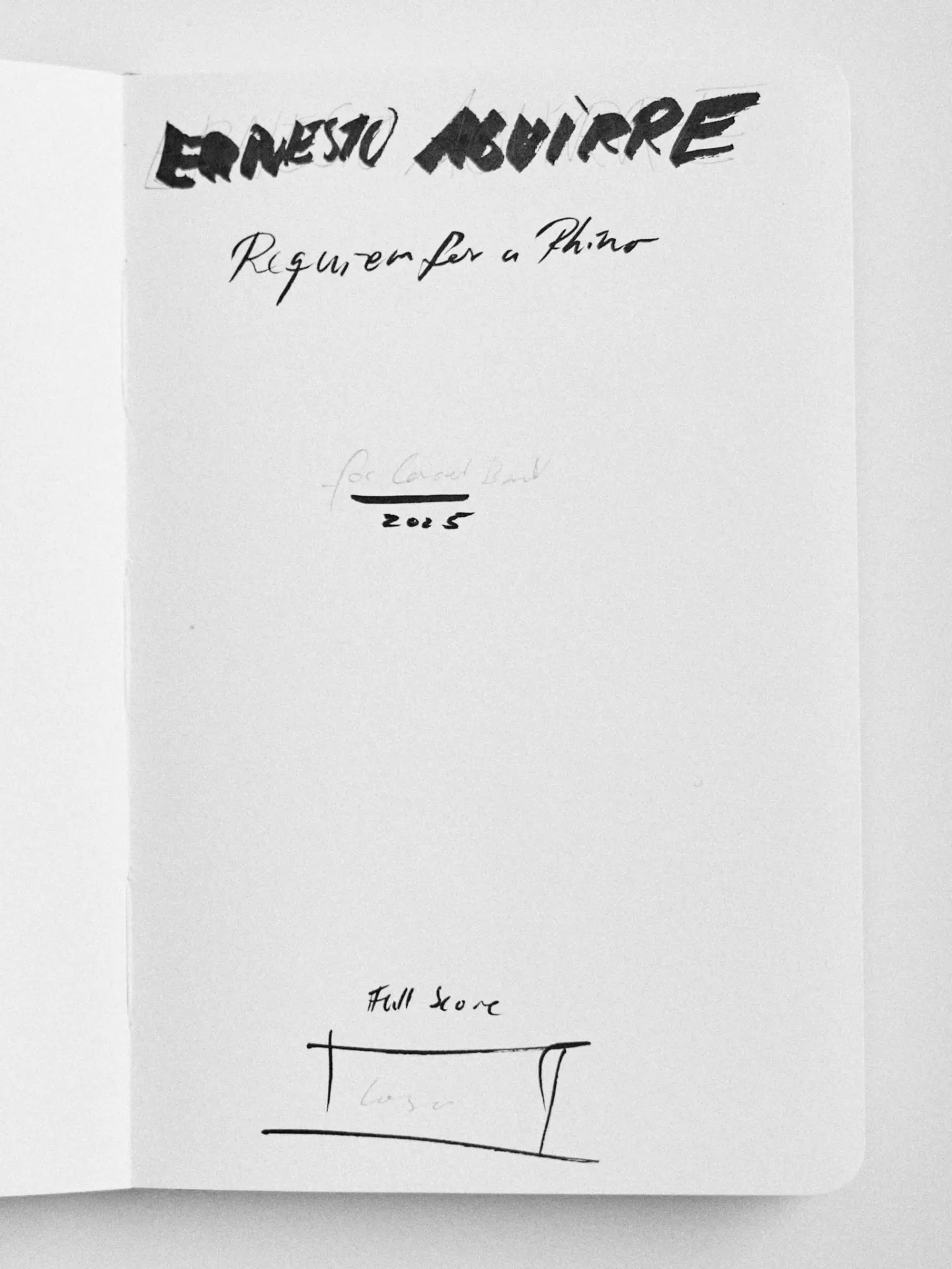 Handwritten title page in notebook
