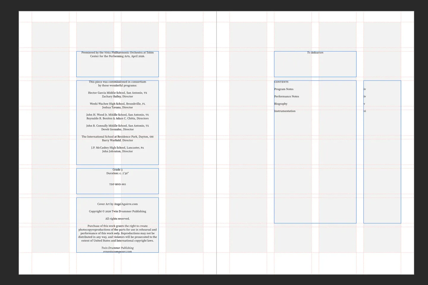 Design layout in Affinity, grid structure visible